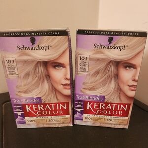 2 Schwarzkopf 10.1 Extra Light Ash Blonde Keratin Color Permanent Hair Cream NEW